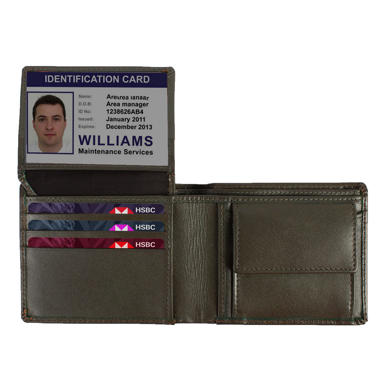 OSTRICH PATTERN WALLET - OLIVE COLOUR WITH 6CC , VIEW POCKET AND COIN POCKET