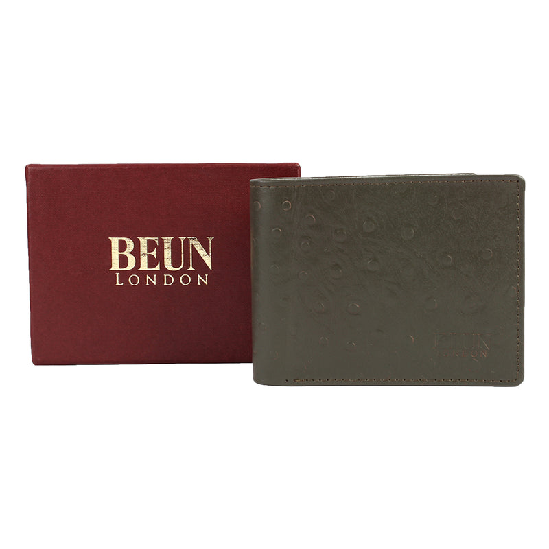 OSTRICH PATTERN WALLET - OLIVE COLOUR WITH 6CC , VIEW POCKET AND COIN POCKET