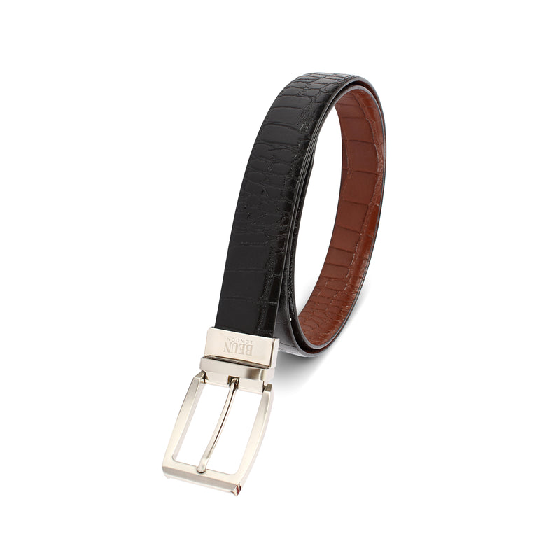 BEUN LONDON Cut To Size Reversible Genuine Leather Belt