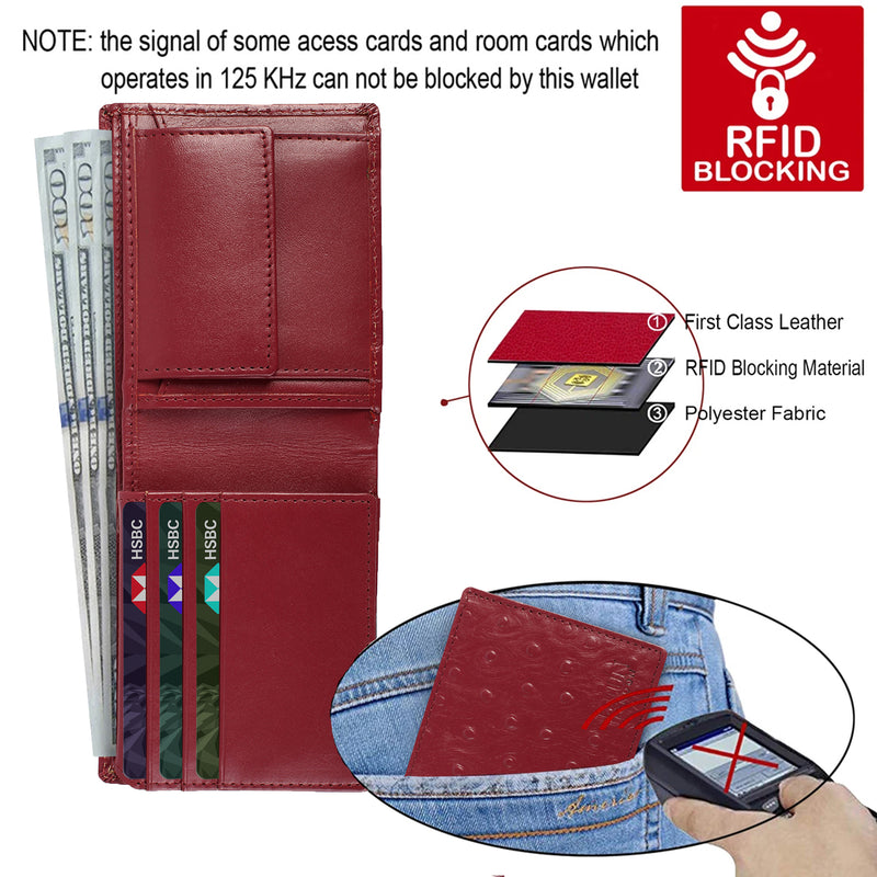 OSTRICH PATTERN WALLET - Wine COLOUR WITH 6CC , VIEW POCKET AND COIN POCKET