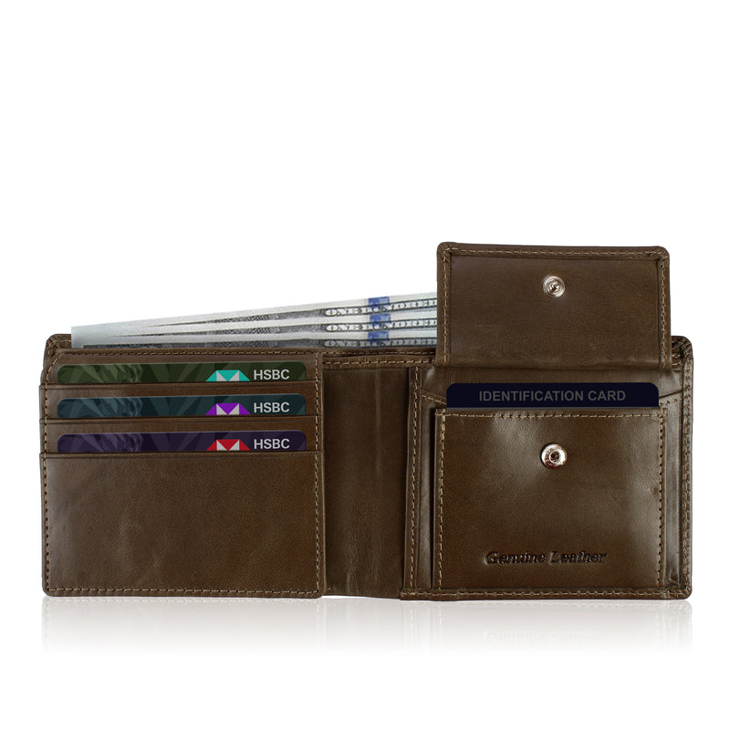 SOLID WALLET - Green COLOUR WITH 6CC , VIEW POCKET AND COIN POCKET