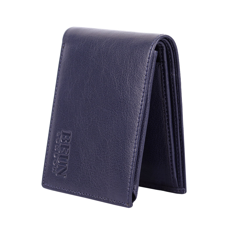Solid Wallet - Blue Colour with 6cc , View pocket and coin pocket
